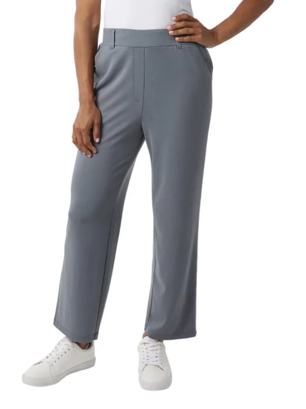 32 Degrees Straight-Leg Pull-On Pants in Steel Gray
